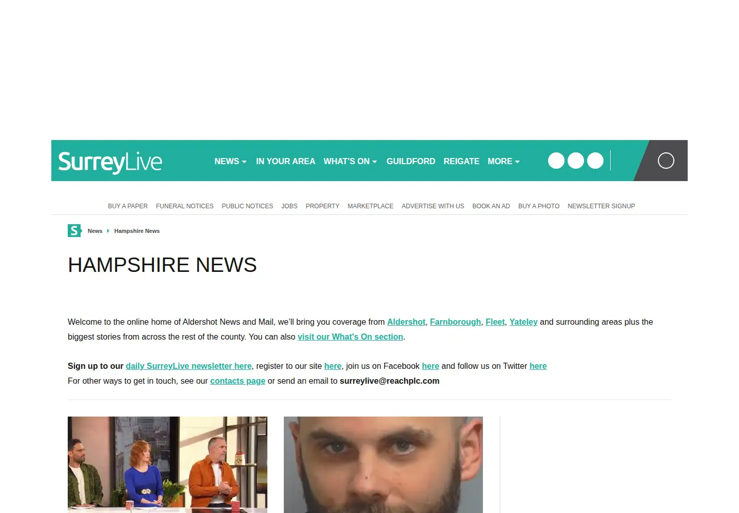 Captured homepage of hampshirelive.news in the current scan
