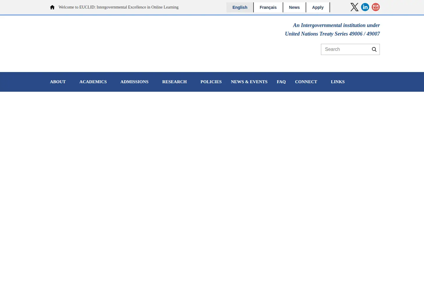 Screenshot of euclid.int