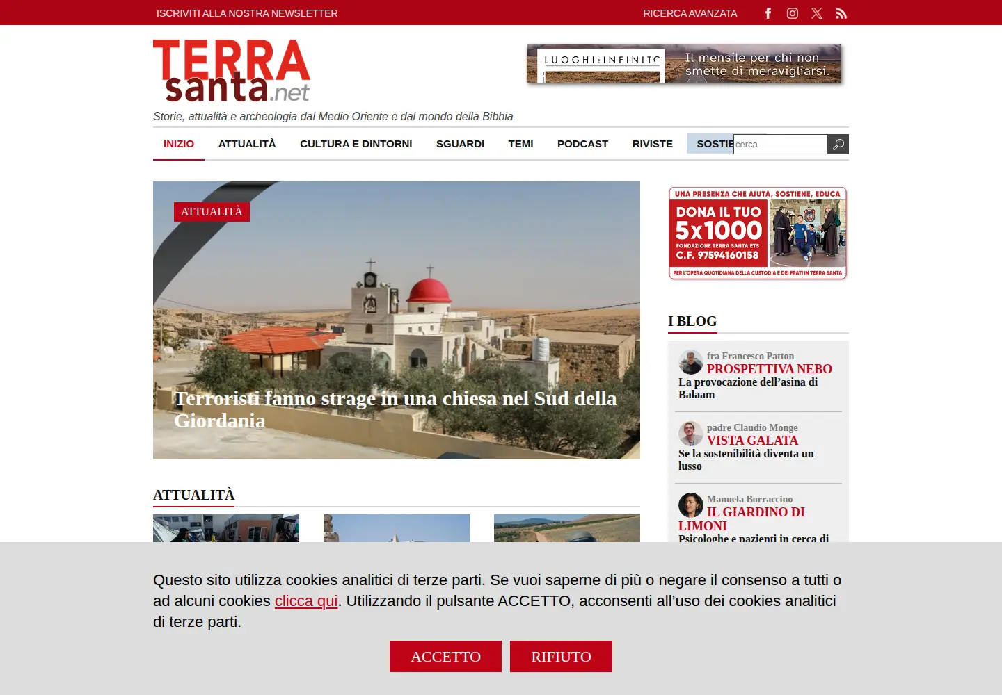 Screenshot of terrasanta.net
