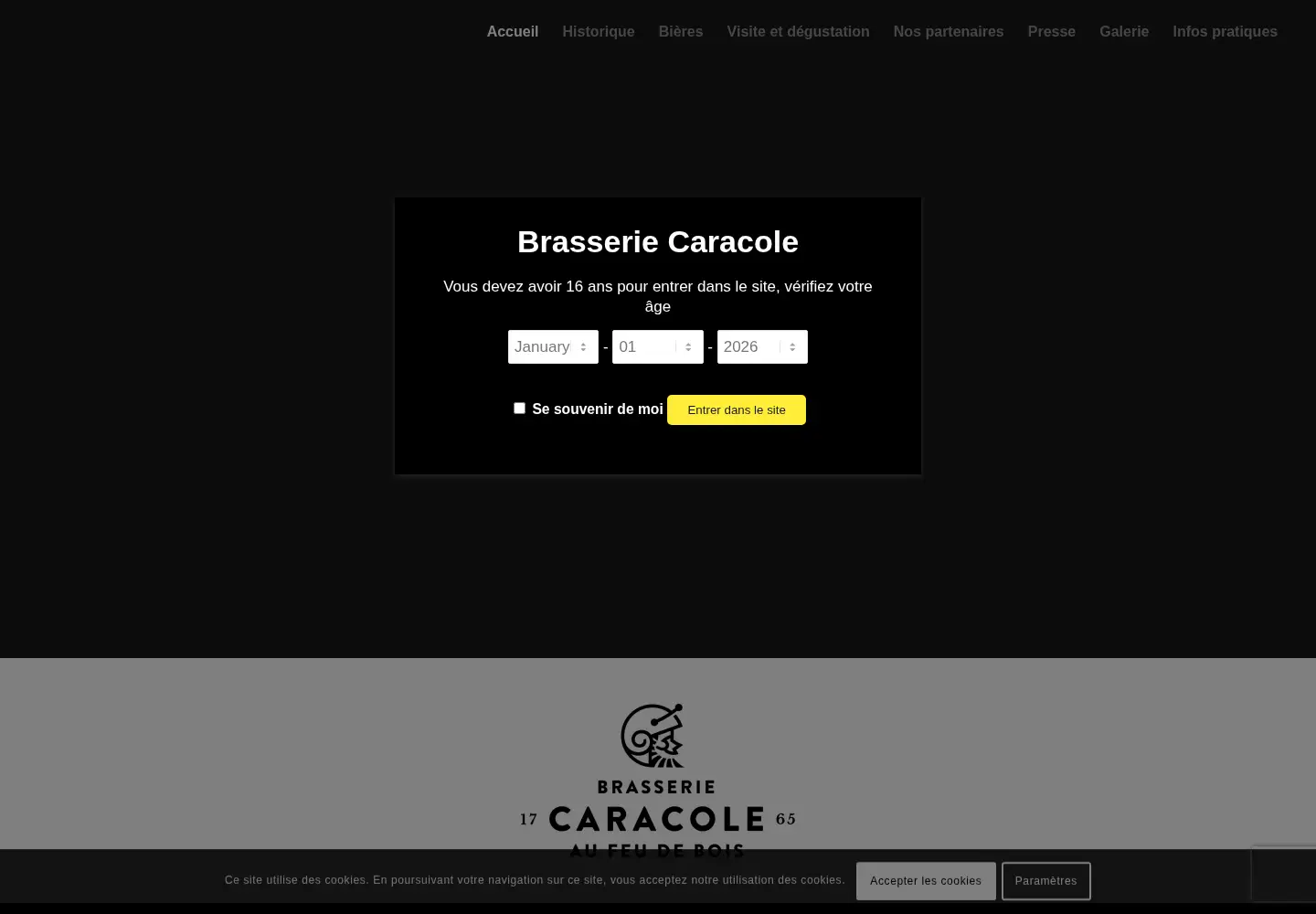 Captured homepage of brasseriecaracole.be in the current scan