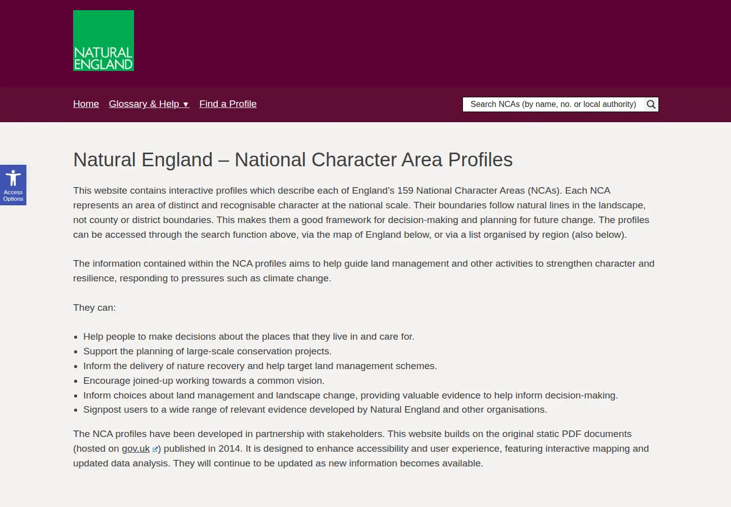 Screenshot of nationalcharacterareas.co.uk