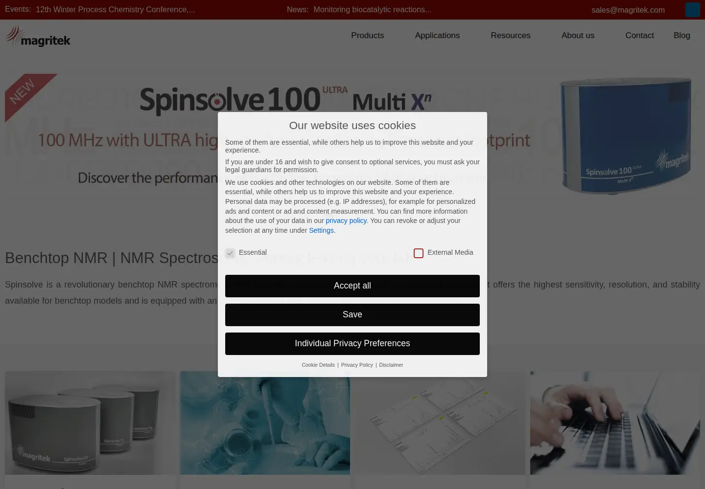 Screenshot of magritek.com