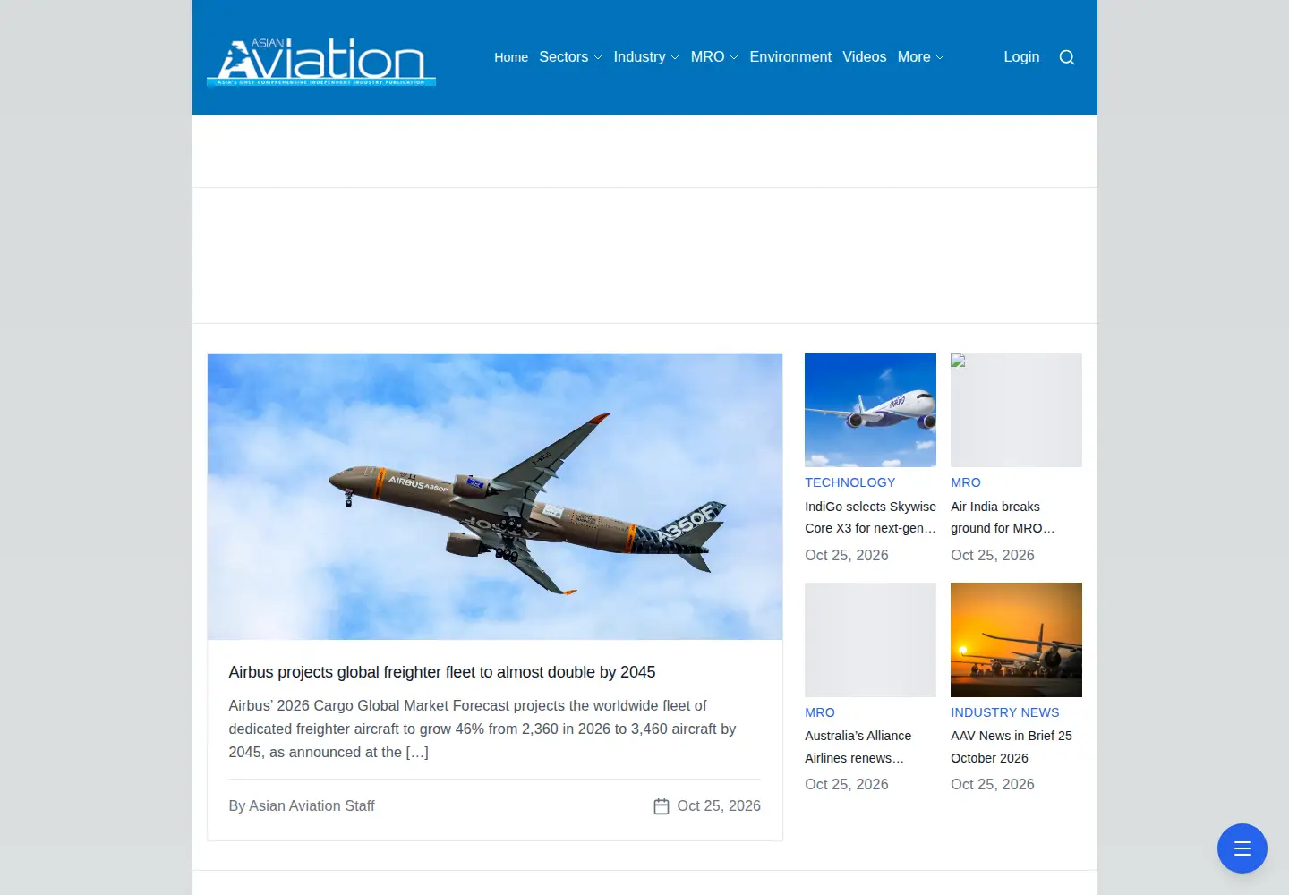 Screenshot of asianaviation.com