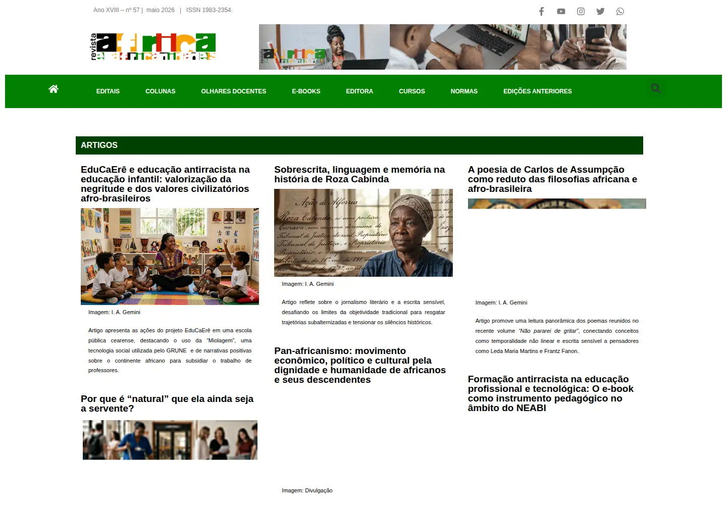 Screenshot of africaeafricanidades.com.br