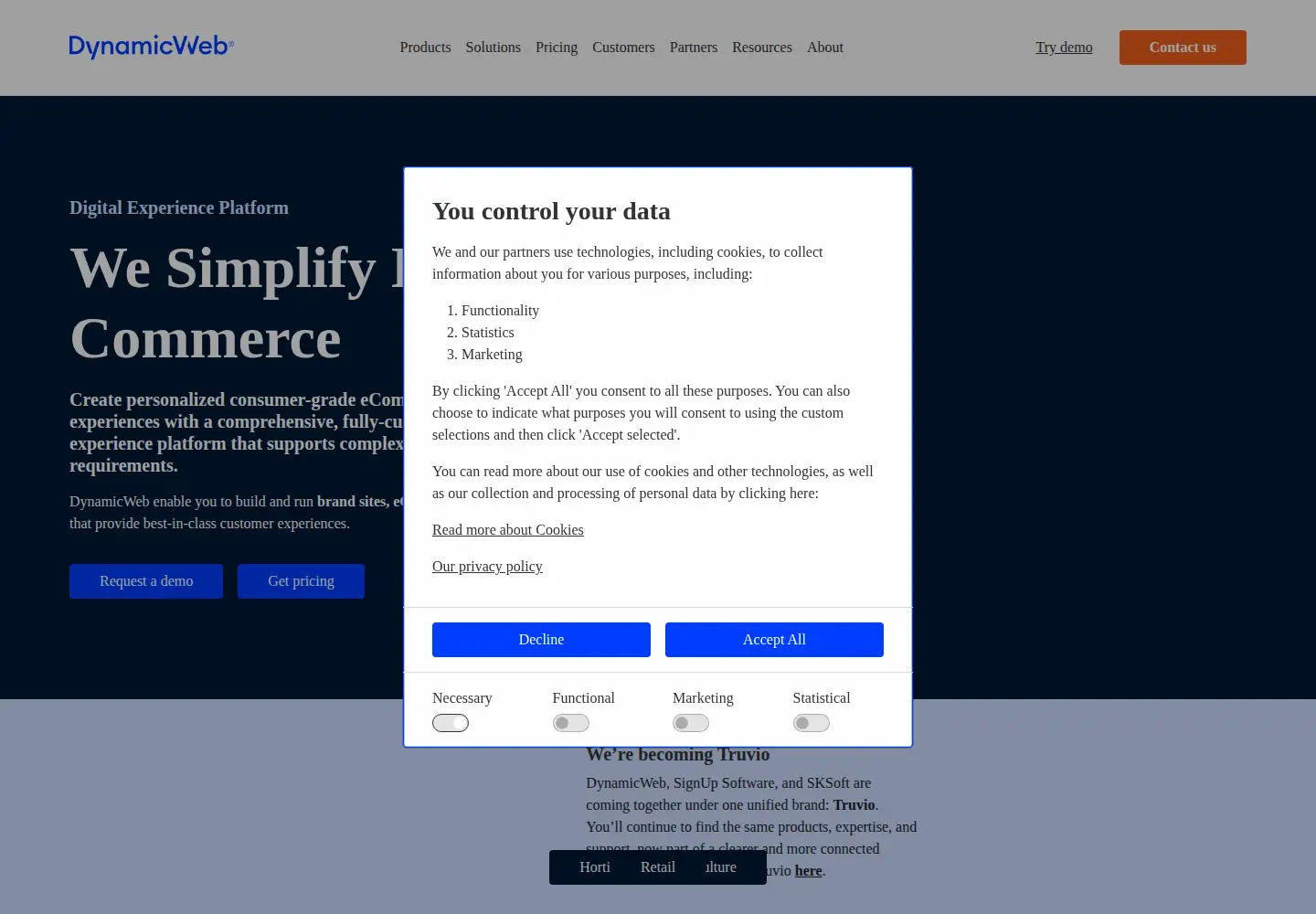 Captured homepage of dynamicweb.com in the current scan