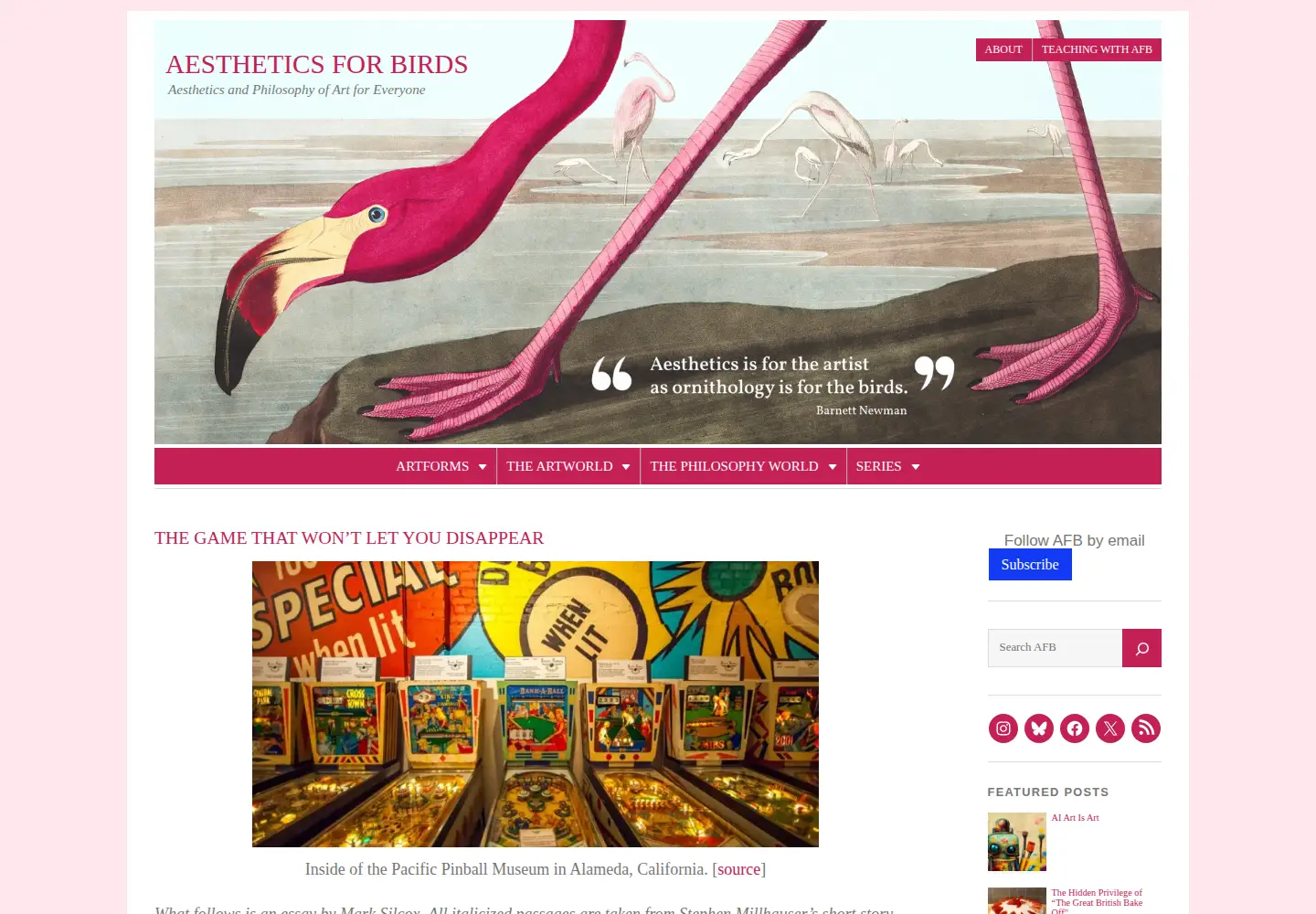 Screenshot of aestheticsforbirds.com