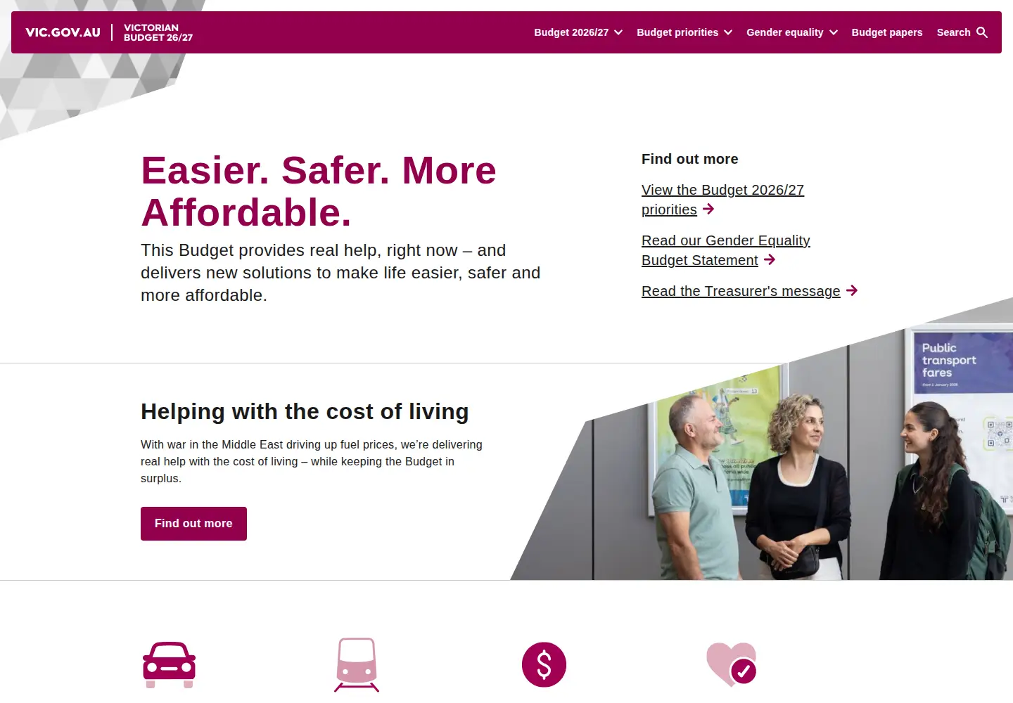 Screenshot of budget.vic.gov.au