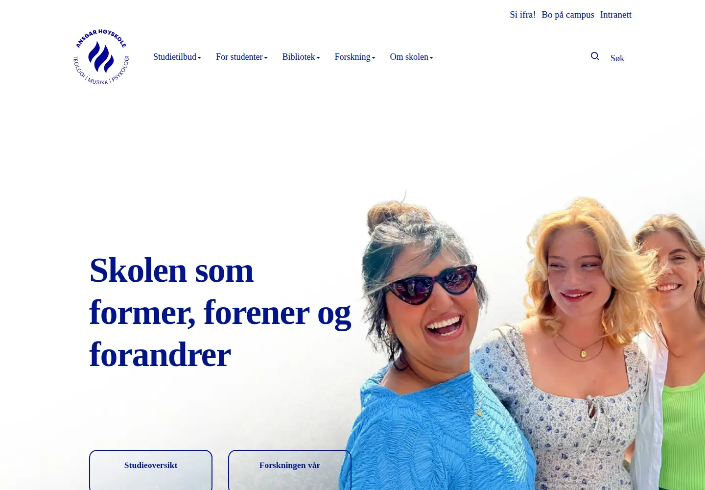 Captured homepage of ansgarhoyskole.no in the current scan
