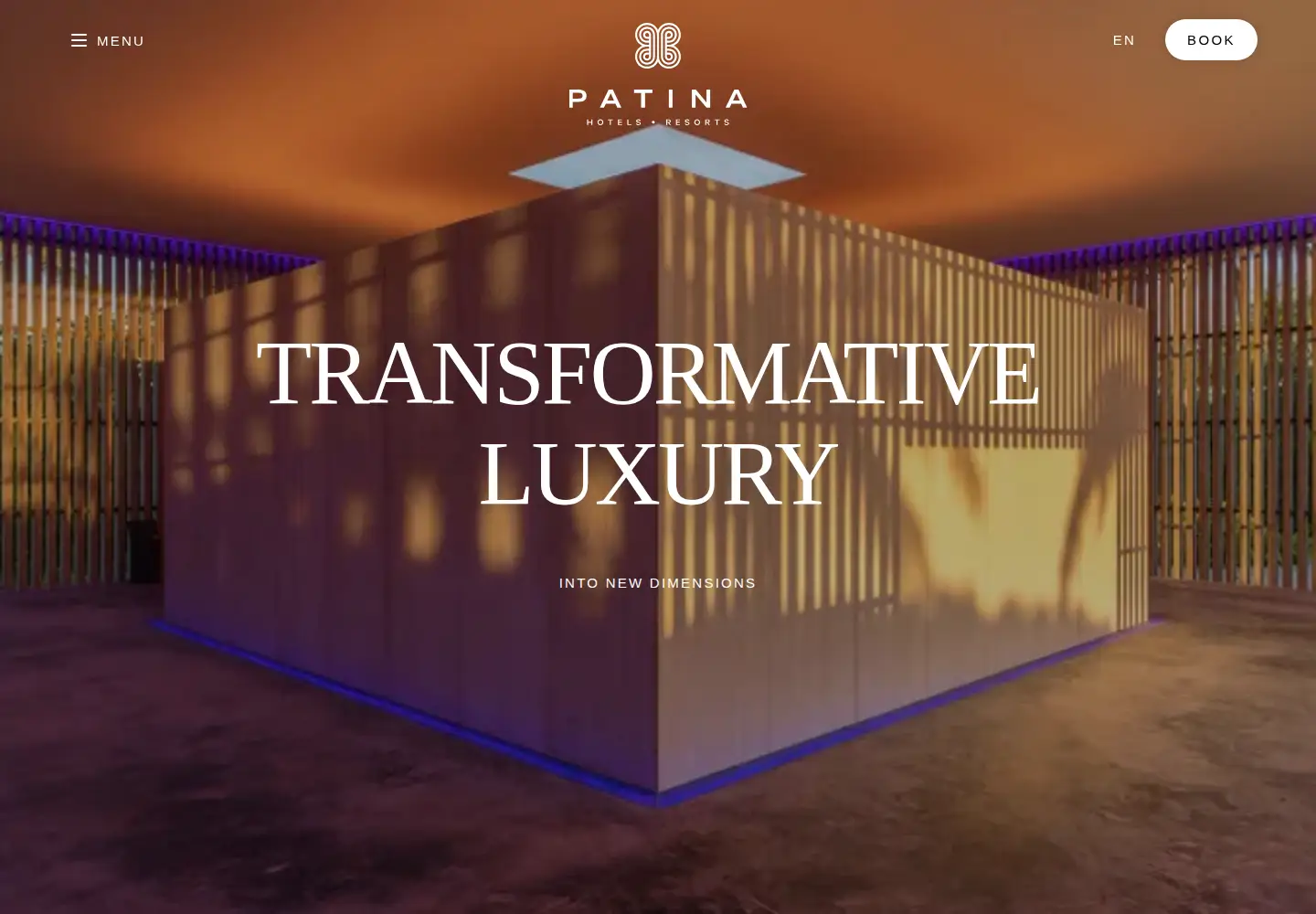 Captured homepage of patinahotels.com in the current scan