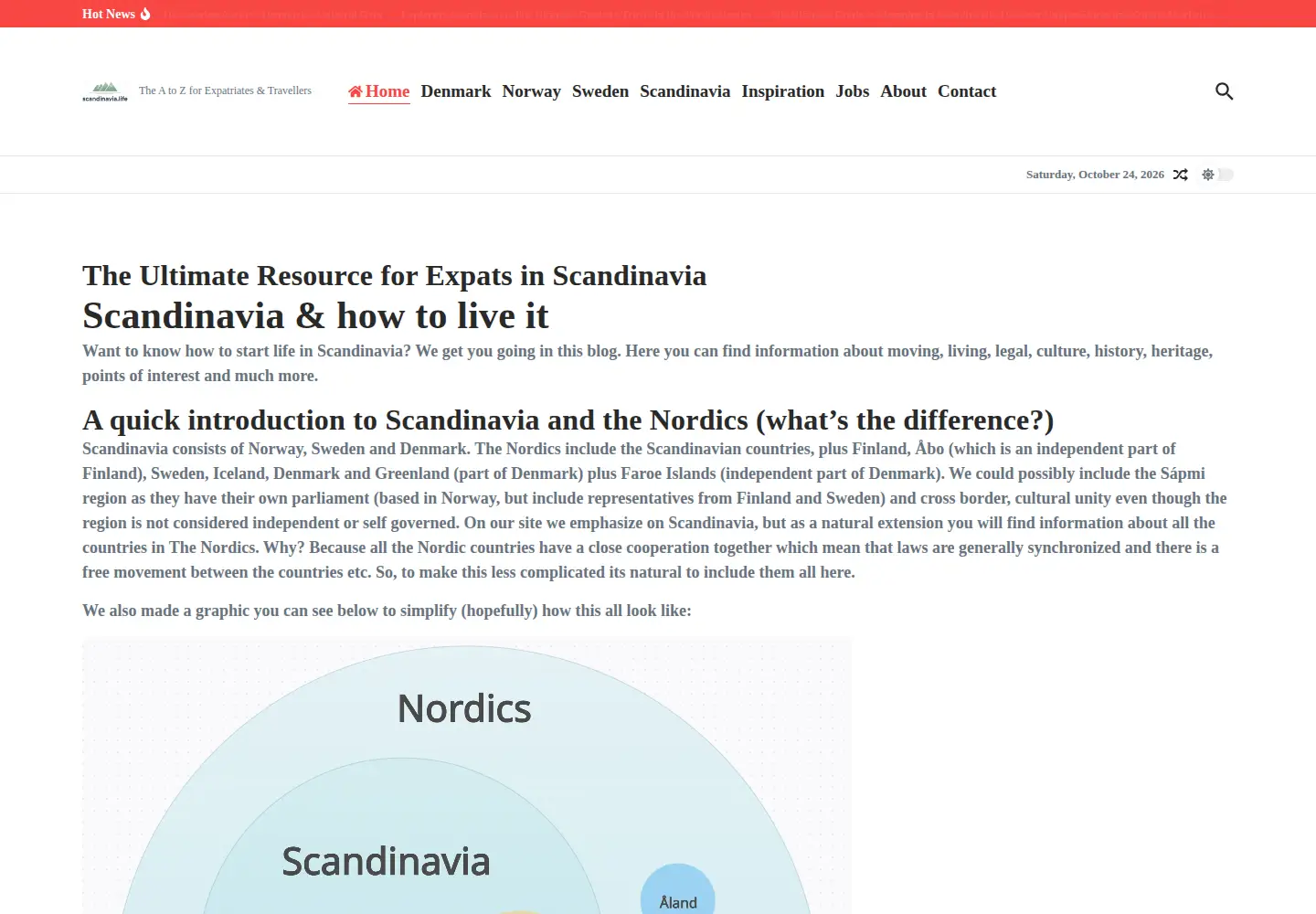 Captured homepage of scandinavia.life in the current scan
