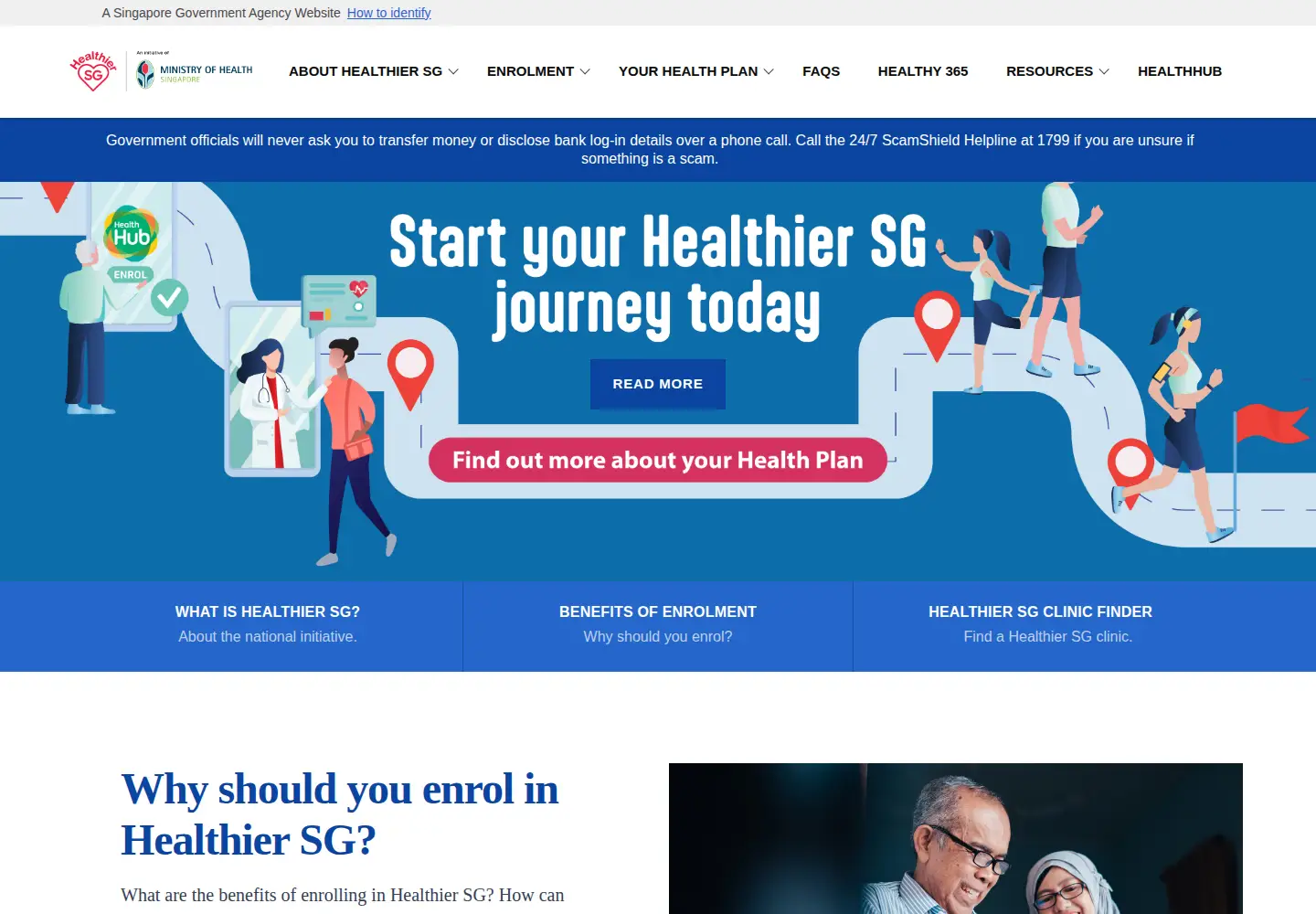 Screenshot of healthiersg.gov.sg