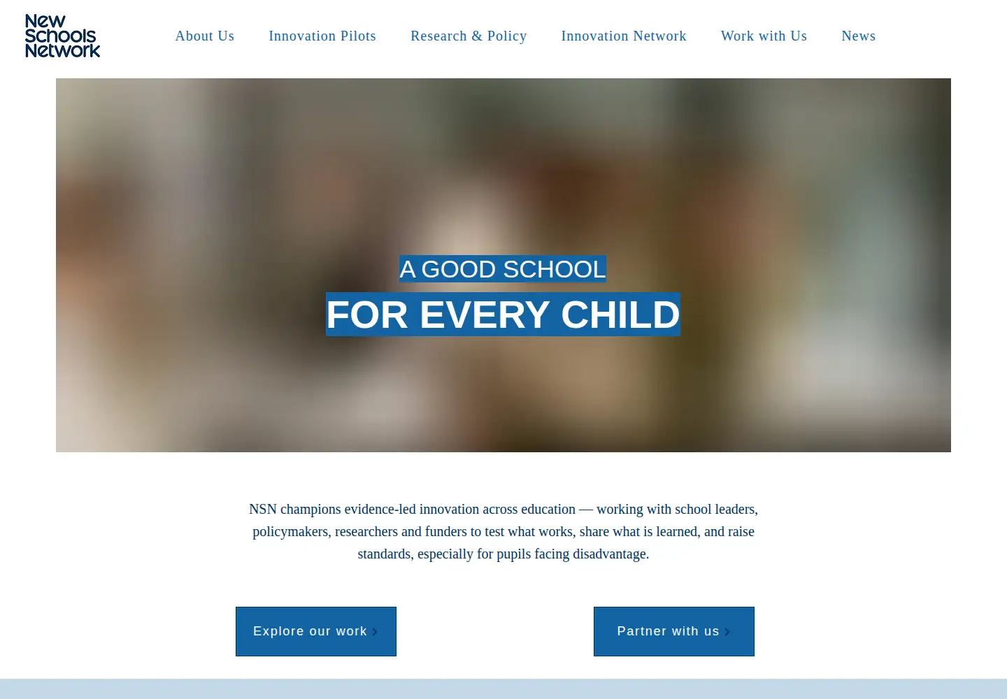 Captured homepage of newschoolsnetwork.org in the current scan
