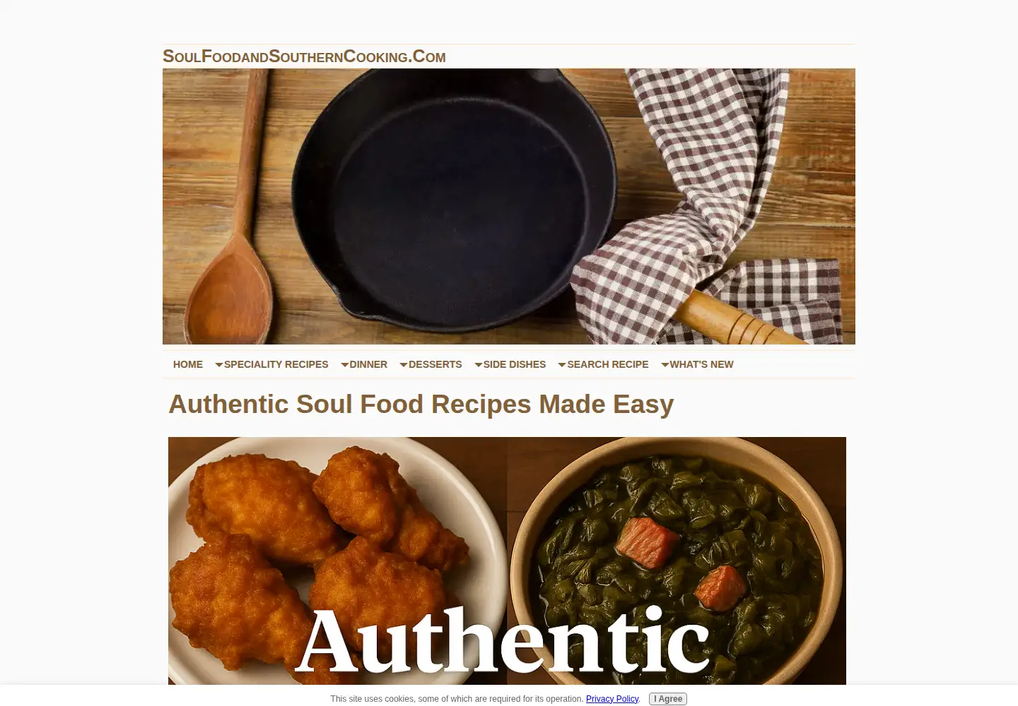 Screenshot of soulfoodandsoutherncooking.com