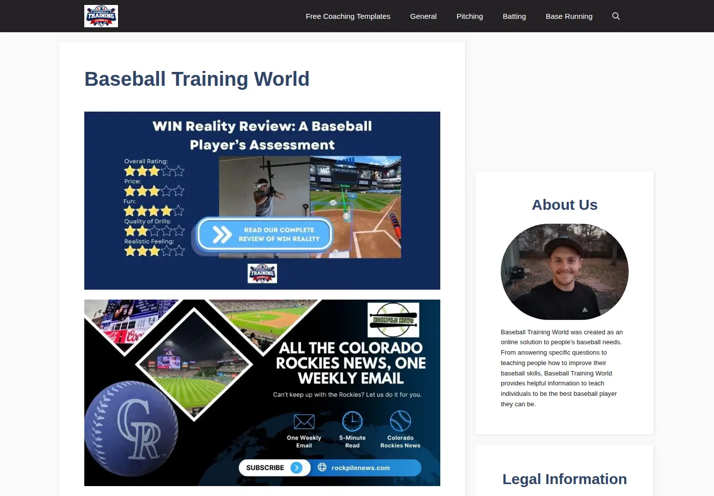 Screenshot of baseballtrainingworld.com