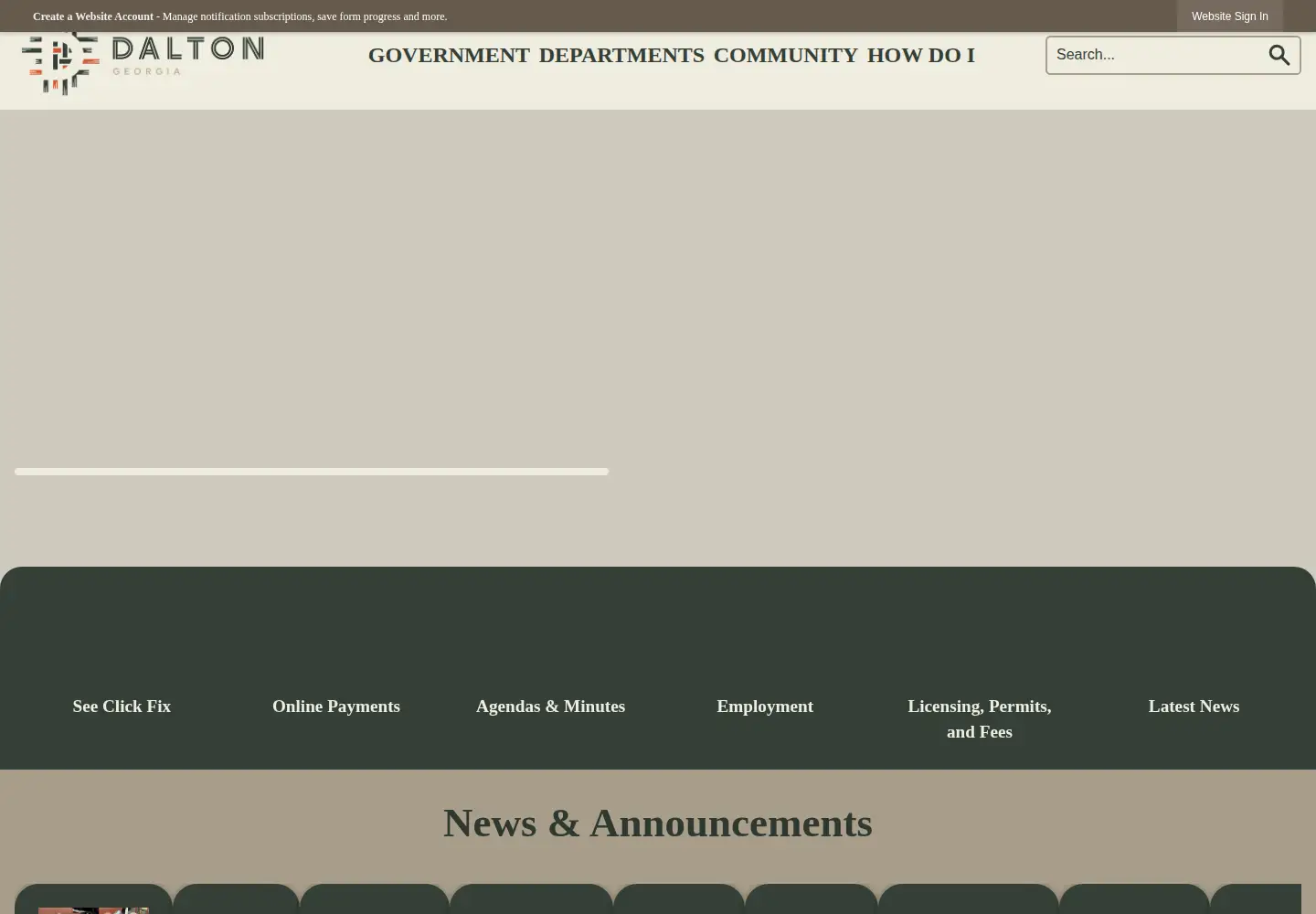 Captured homepage of daltonga.gov in the current scan