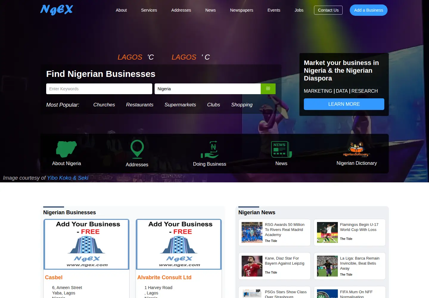 Captured homepage of ngex.com in the current scan