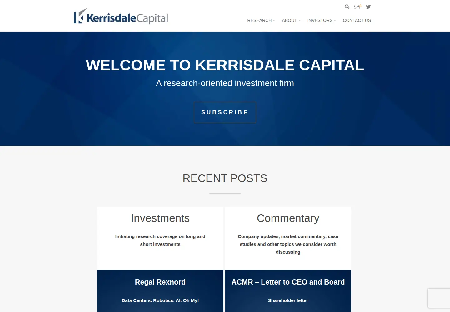 Captured homepage of kerrisdalecap.com in the current scan
