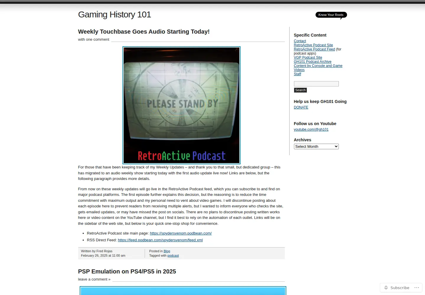 Screenshot of gaminghistory101.com