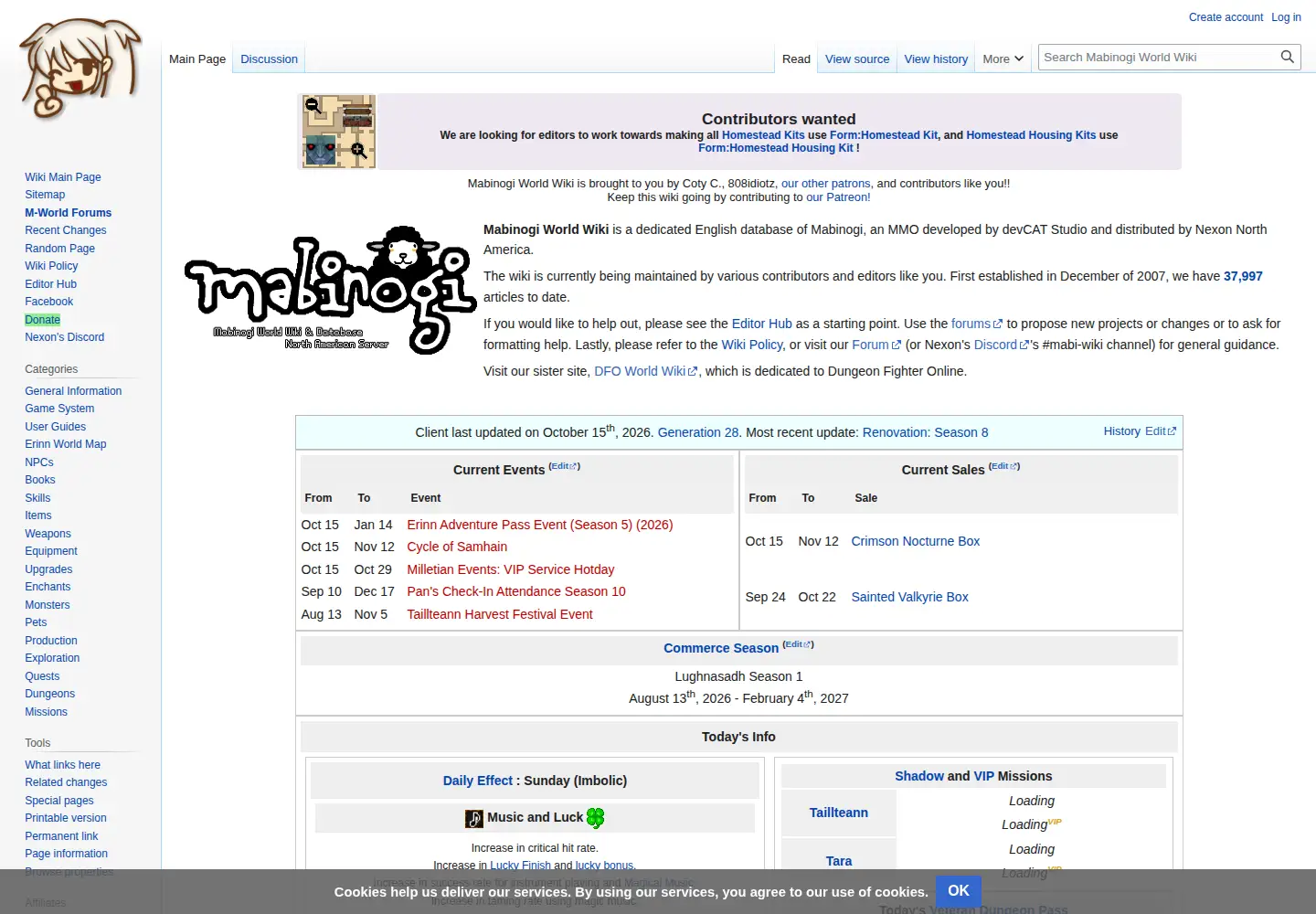 Screenshot of mabinogiworld.com