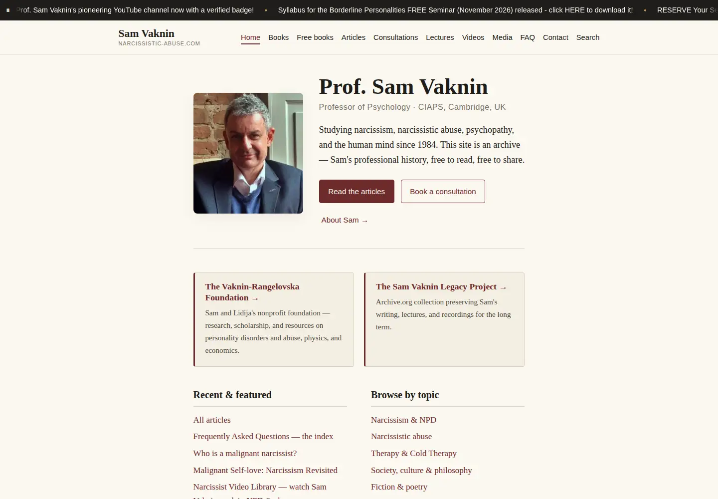 Screenshot of narcissistic-abuse.com