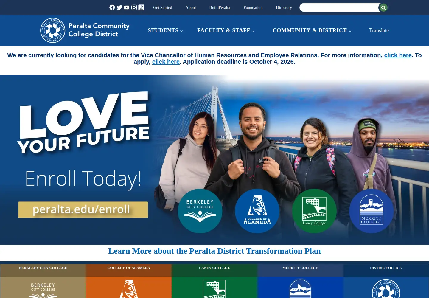 Screenshot of peralta.edu