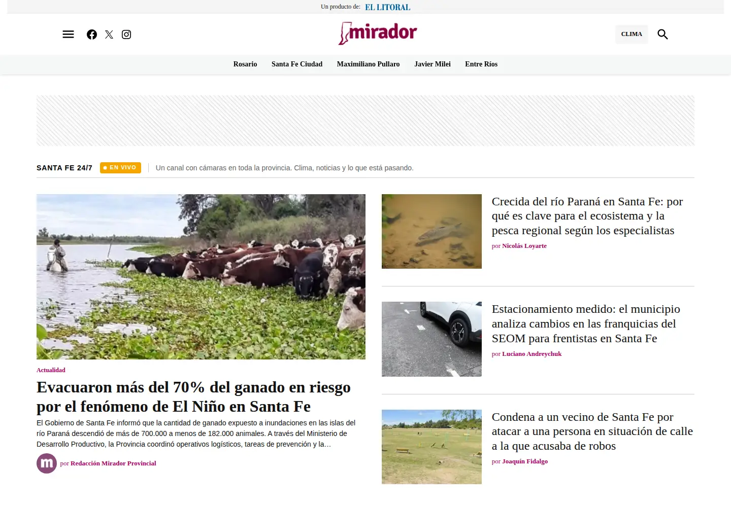 Captured homepage of miradorprovincial.com in the current scan