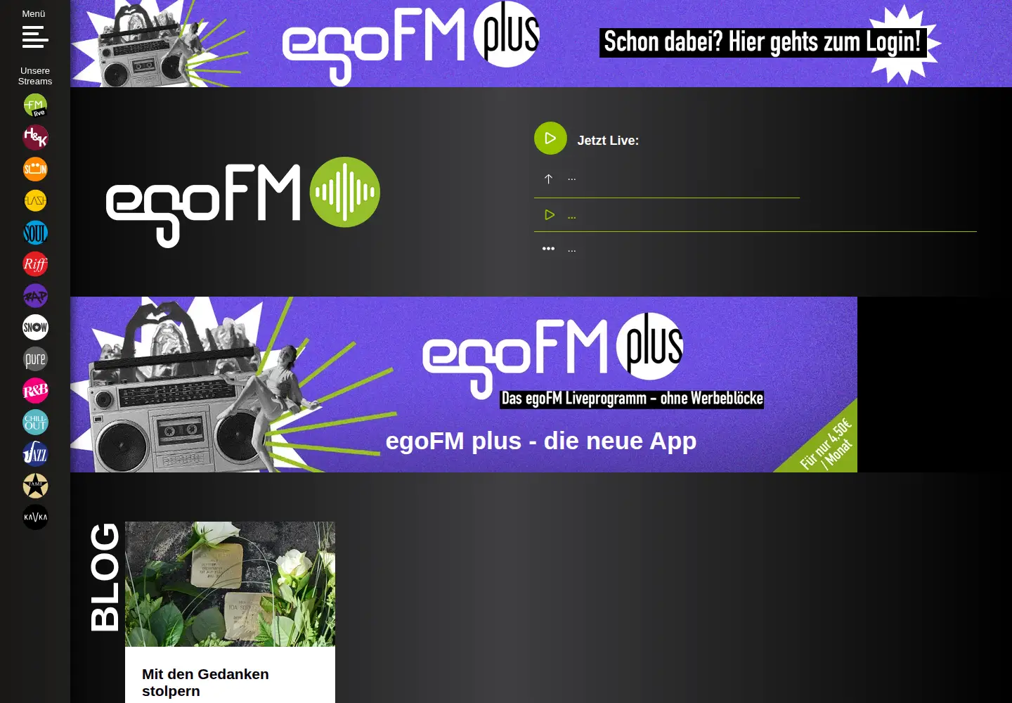 Screenshot of egofm.de