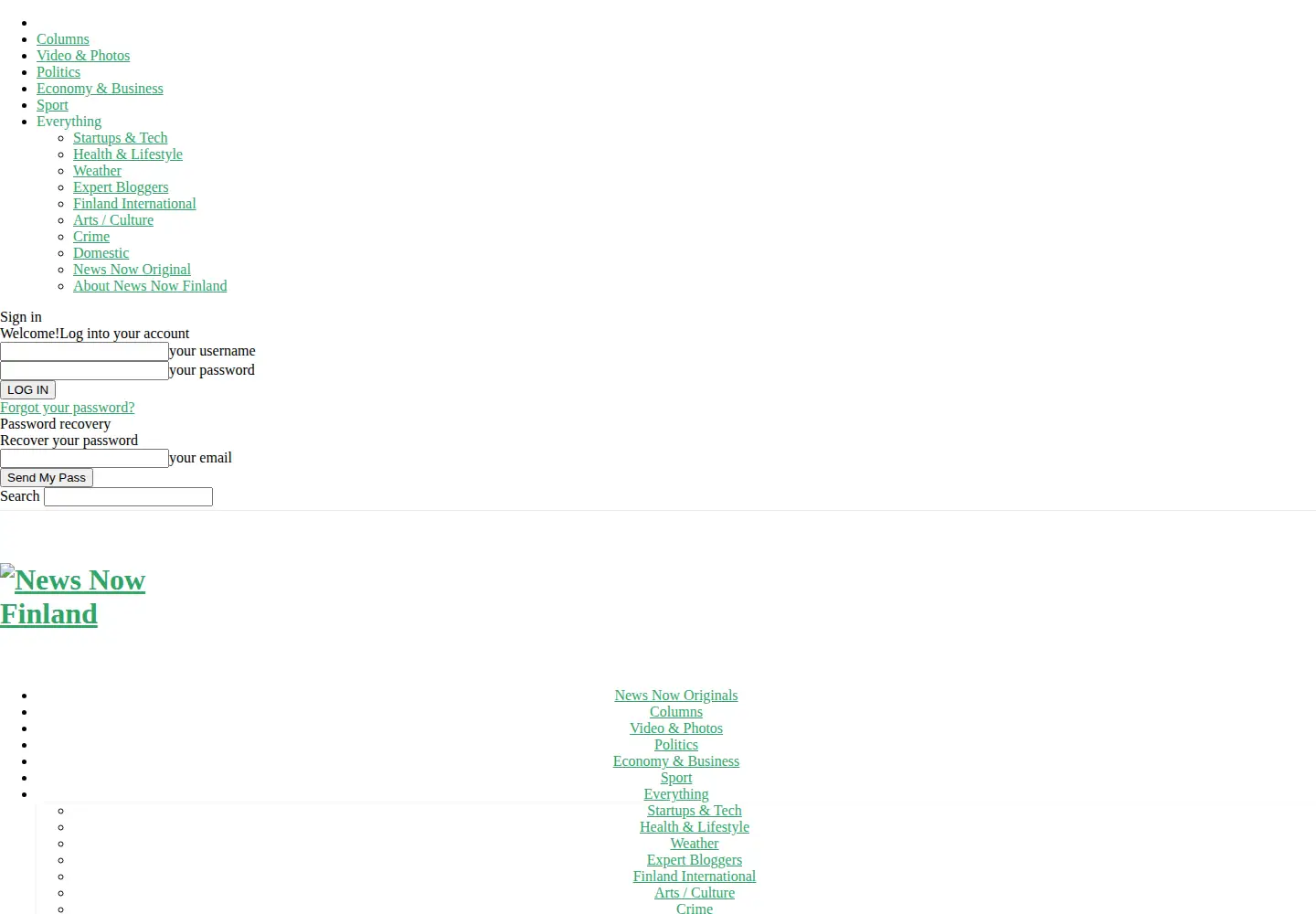 Captured homepage of newsnowfinland.fi in the current scan