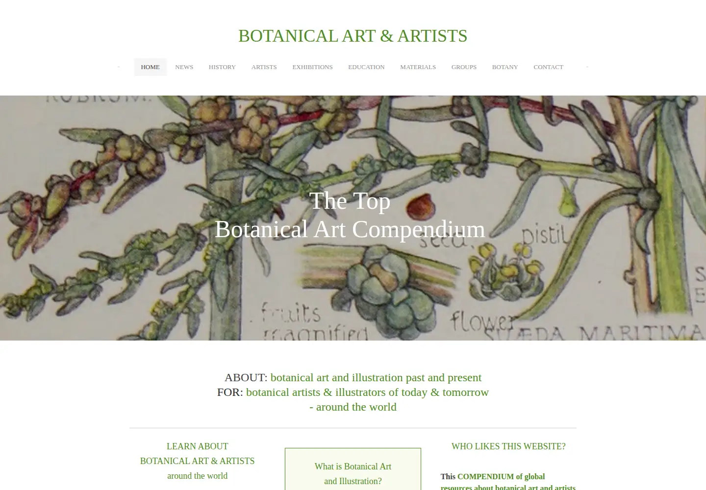 Captured homepage of botanicalartandartists.com in the current scan