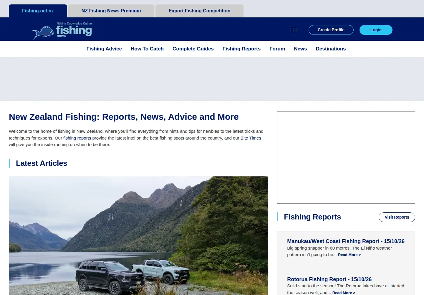 Screenshot of fishing.net.nz