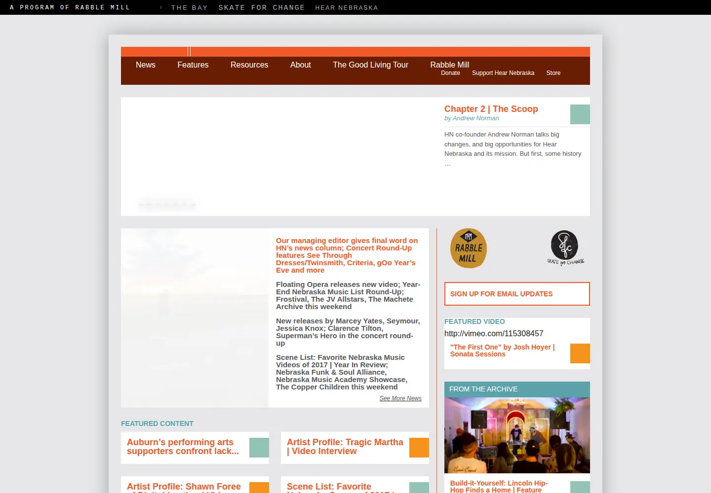 Captured homepage of hearnebraska.org in the current scan