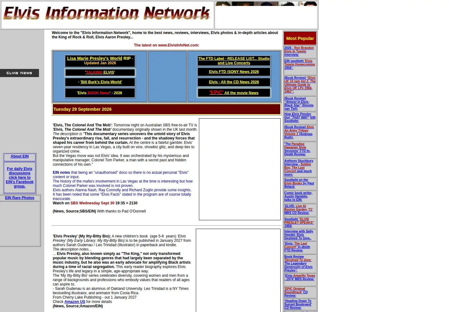 Captured homepage of elvisinfonet.com in the current scan