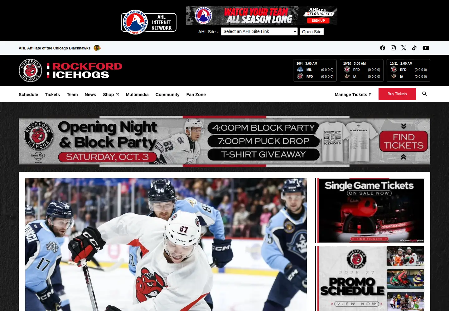 Screenshot of icehogs.com