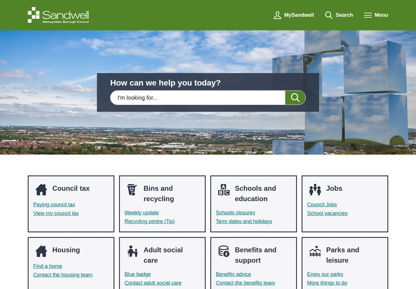 Screenshot of sandwell.gov.uk