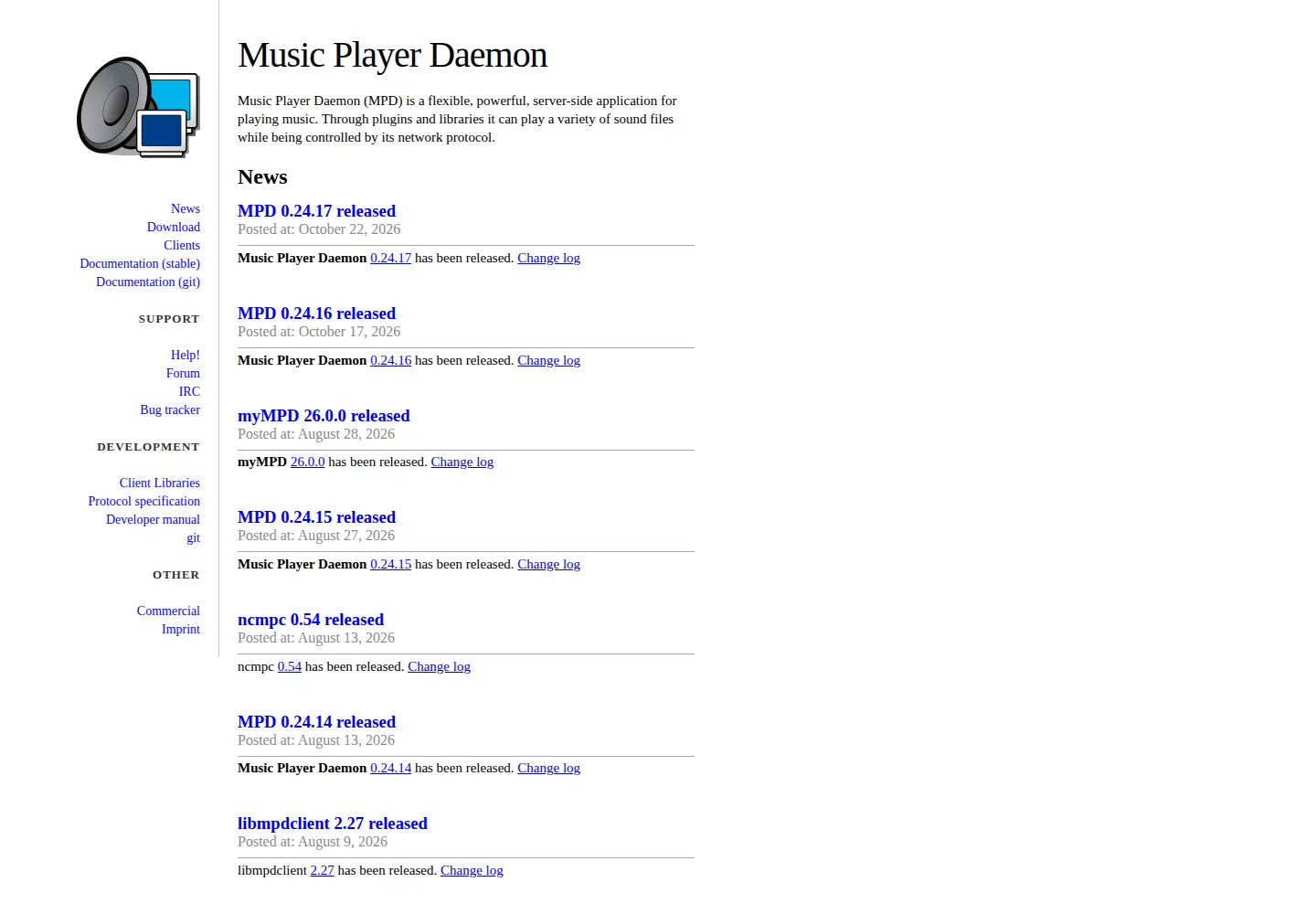 Screenshot of musicpd.org