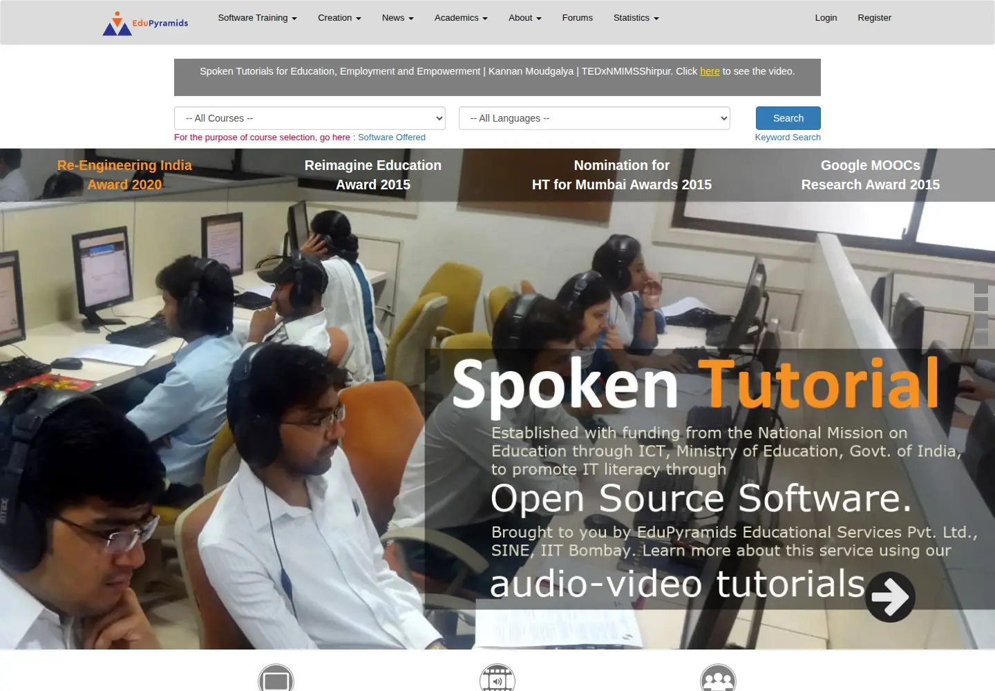 Screenshot of spoken-tutorial.org