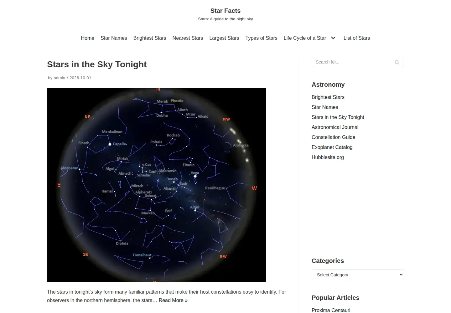 Screenshot of star-facts.com