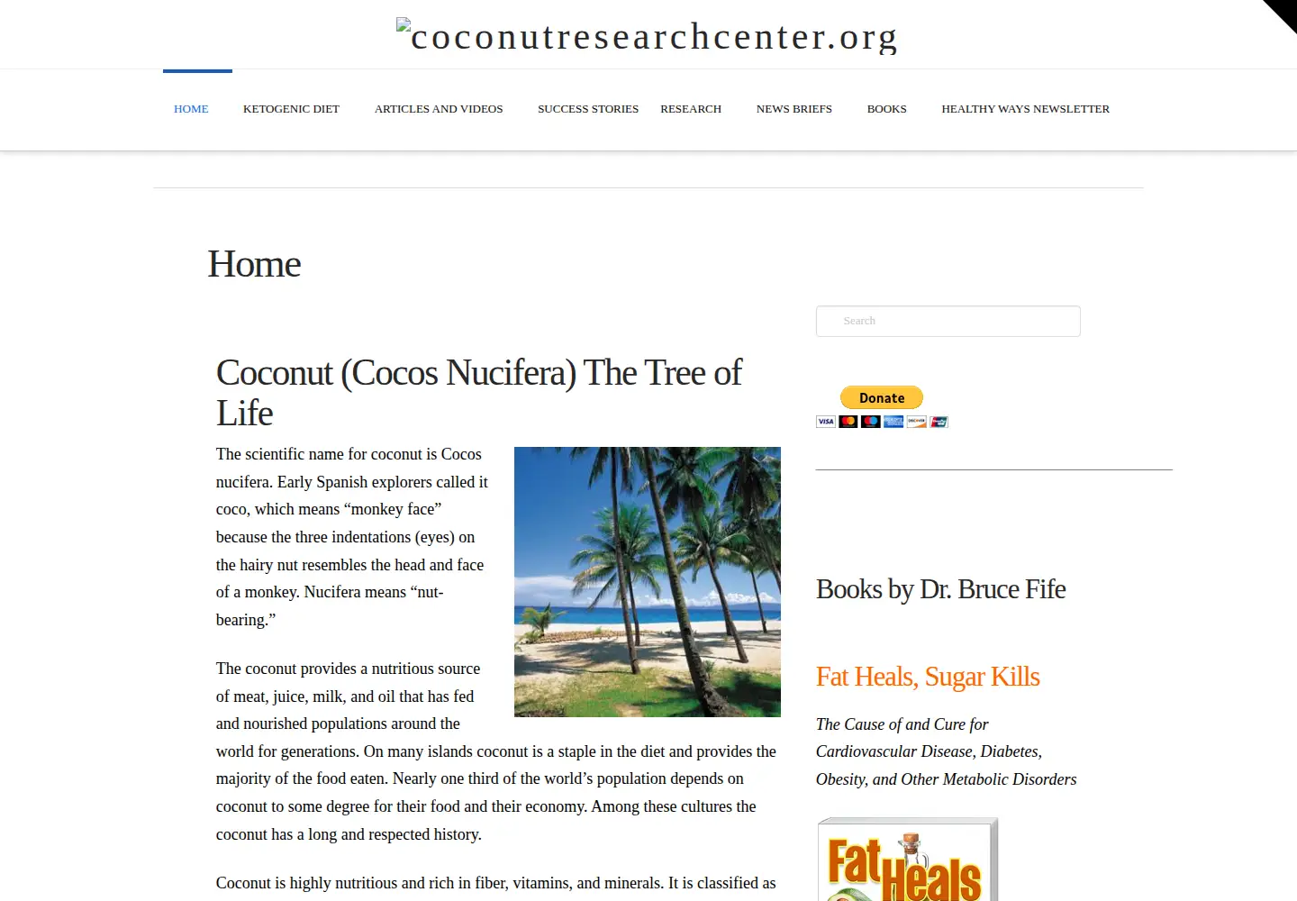 Screenshot of coconutresearchcenter.org