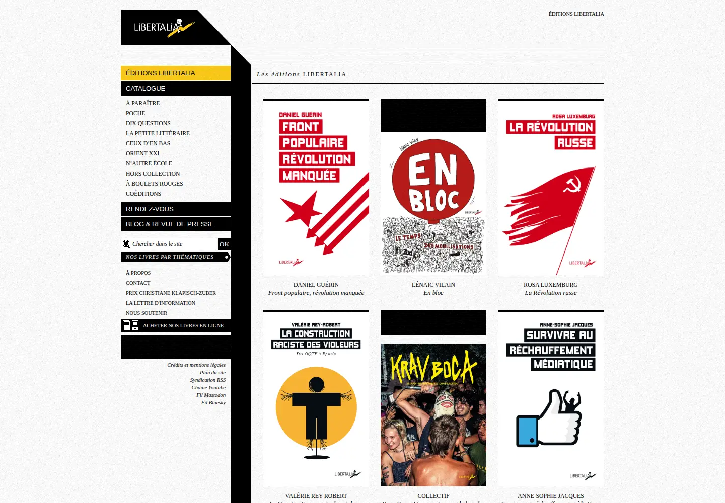 Captured homepage of editionslibertalia.com in the current scan