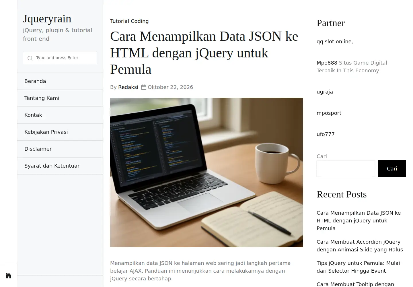 Screenshot of jqueryrain.com
