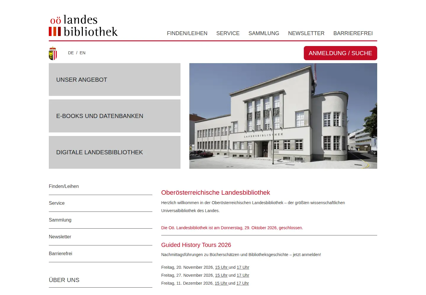 Screenshot of landesbibliothek.at