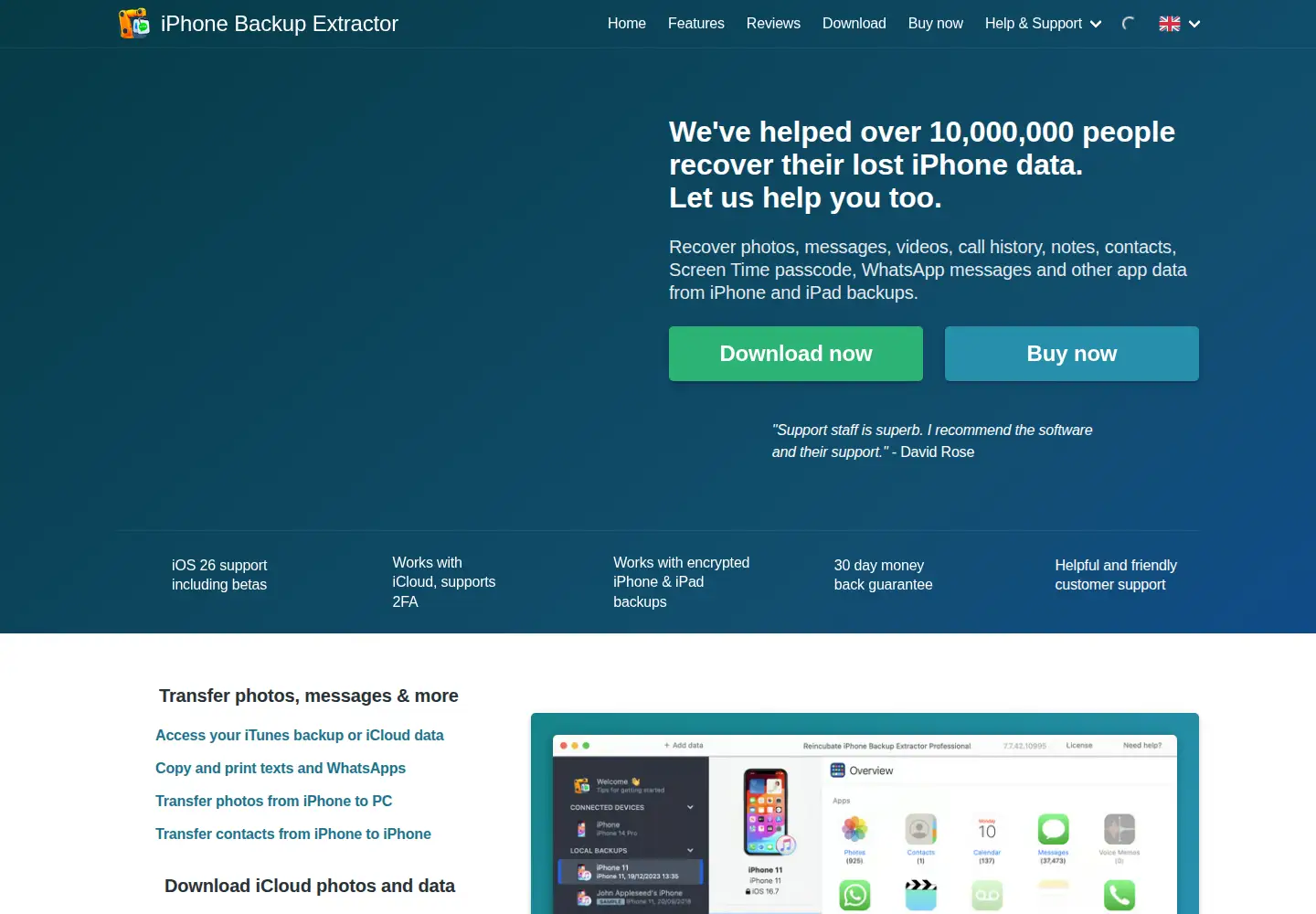 Screenshot of iphonebackupextractor.com