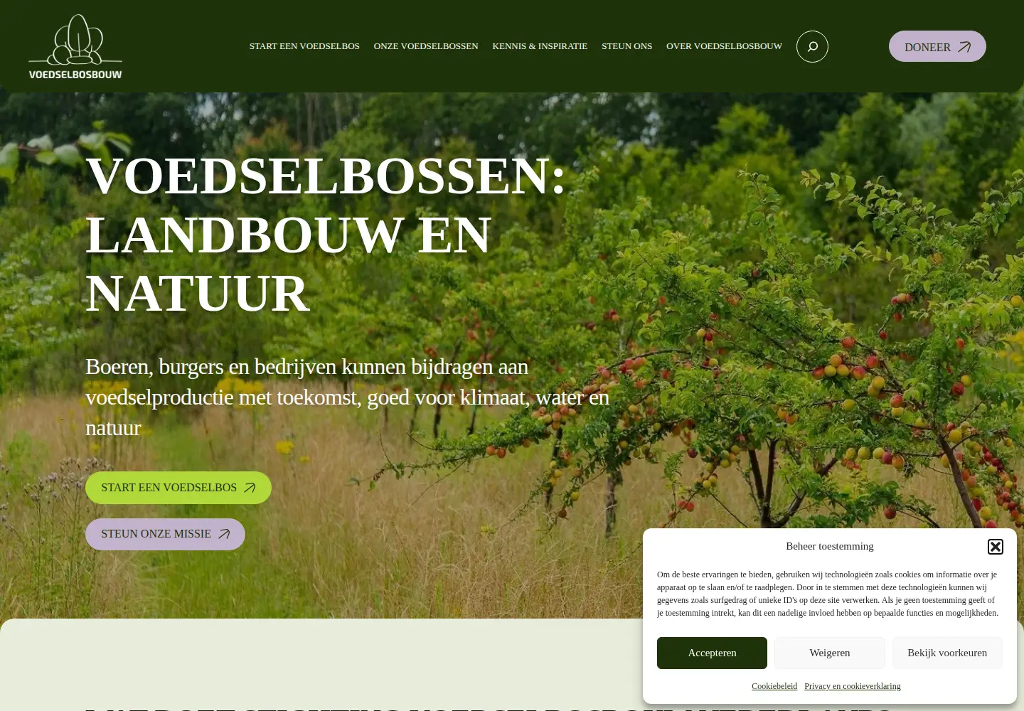 Captured homepage of voedselbosbouw.org in the current scan