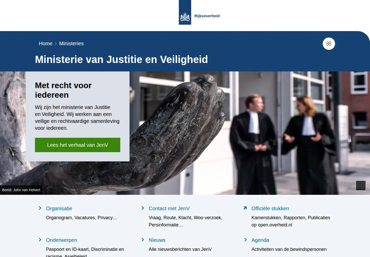 Screenshot of justitie.nl