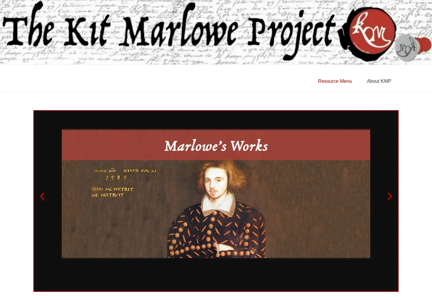 Screenshot of kitmarlowe.org