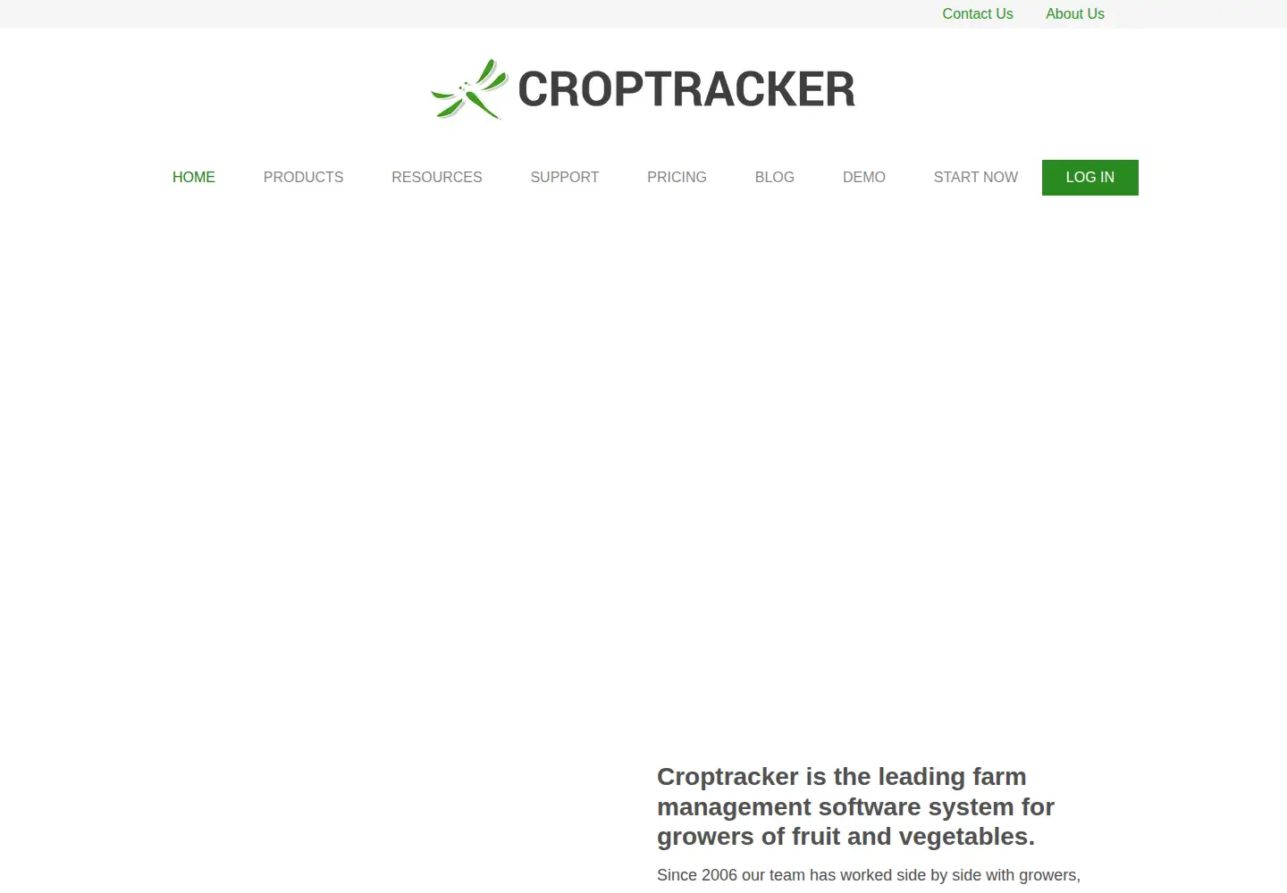 Captured homepage of croptracker.com in the current scan