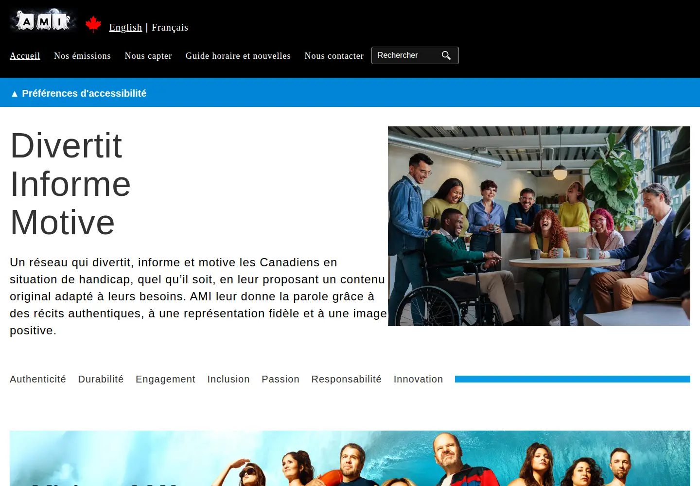 Captured homepage of amitele.ca in the current scan