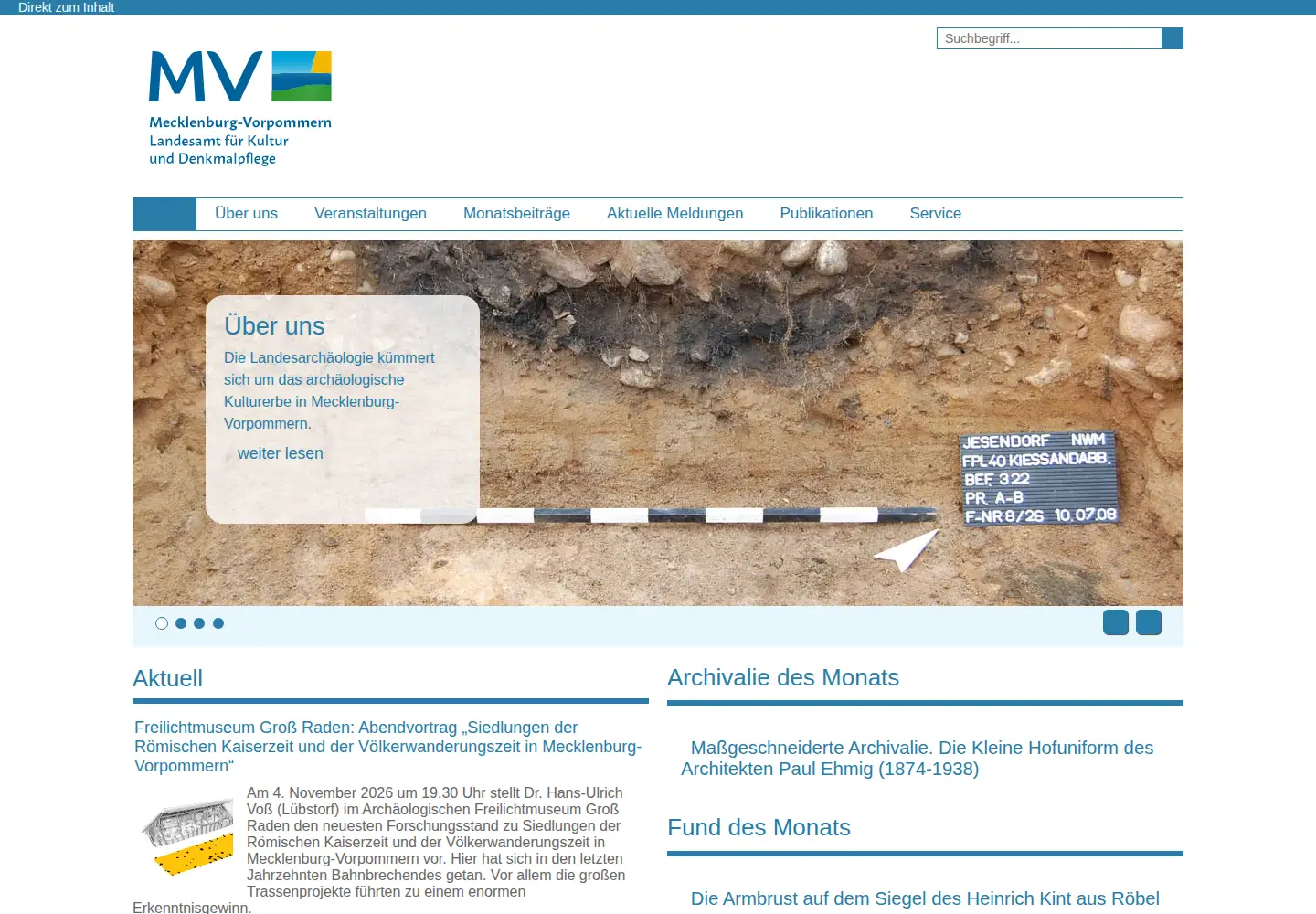 Screenshot of kulturwerte-mv.de