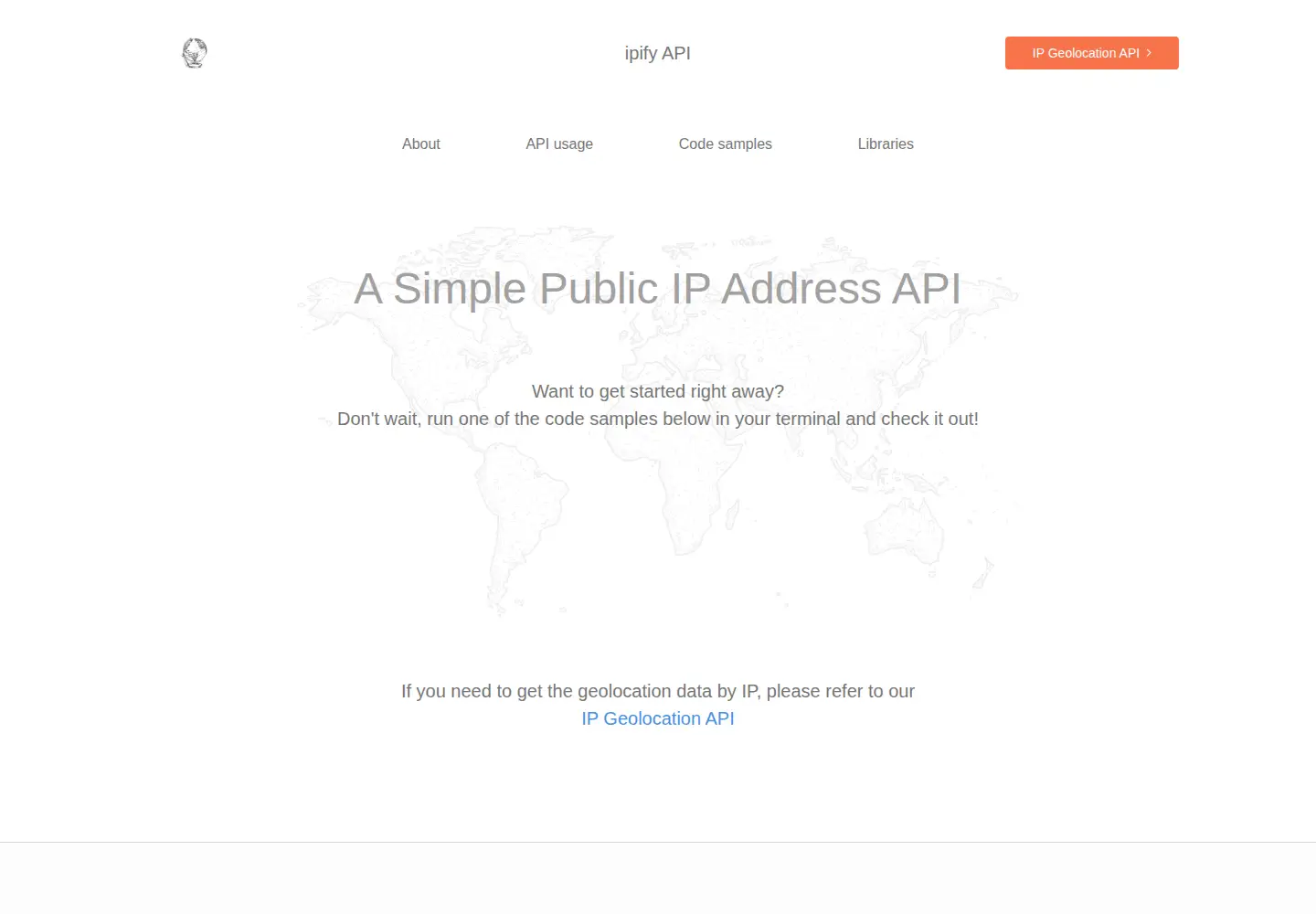 Captured homepage of ipify.org in the current scan