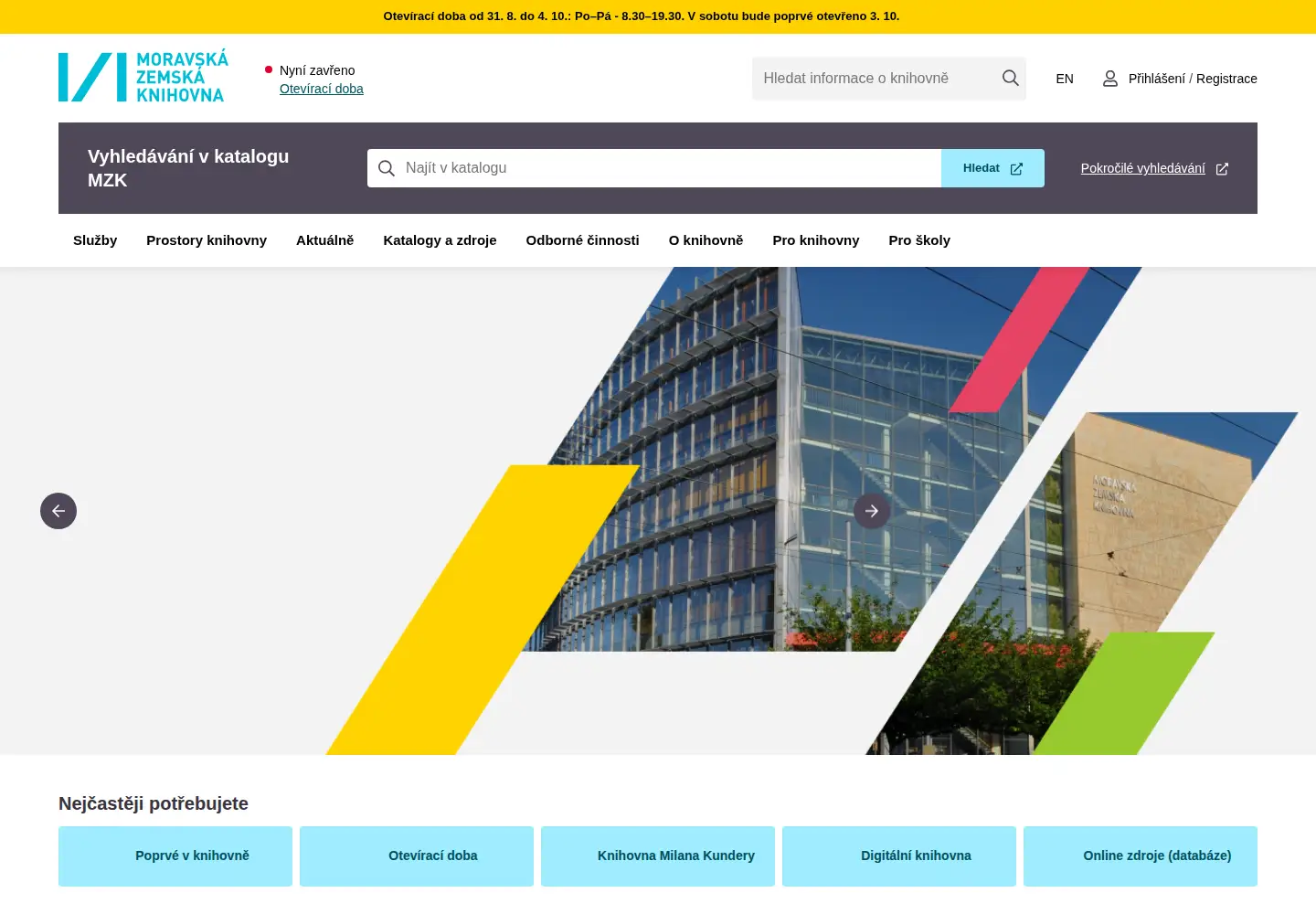 Screenshot of mzk.cz